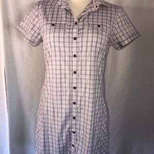 EMS shirtdress purple/white plaid M EUC